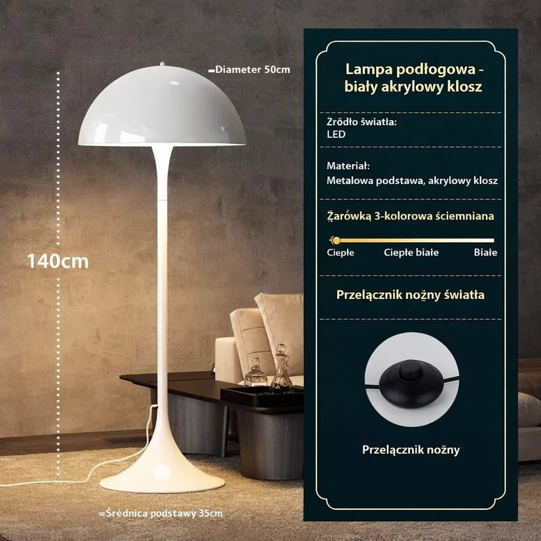 Podłogowa Lampa LED W Kształcie Grzyba – widok produktu 6 | Nuvira Home