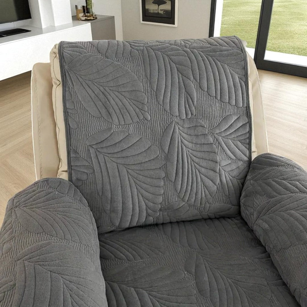 Pokrowiec Na Fotel Z Nadrukiem Liści – Z Bocznym Schowkiem – widok produktu 7 | Nuvira Home
