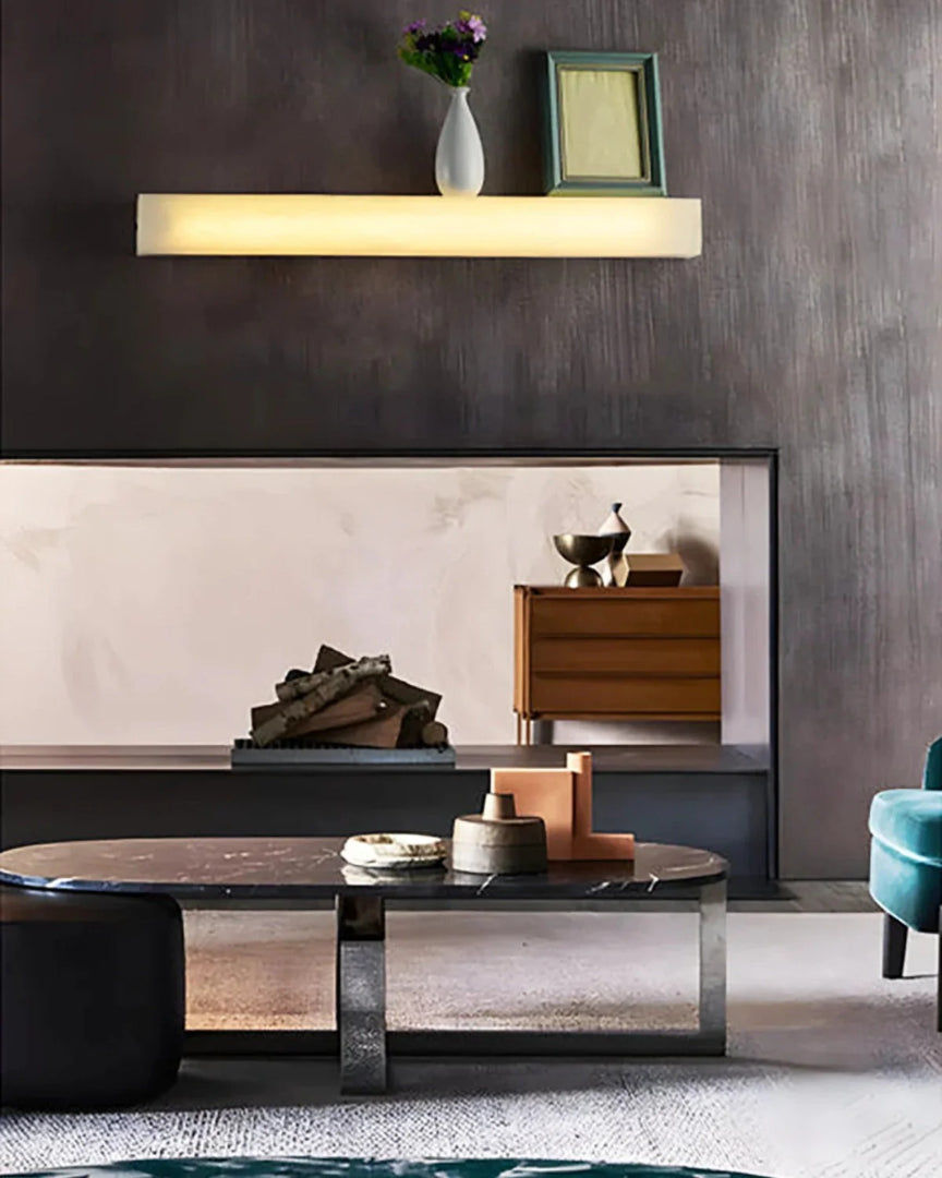 Prostokątna lampa ścienna z naturalnego kamienia do montażu na ścianie – widok produktu 17 | Nuvira Home
