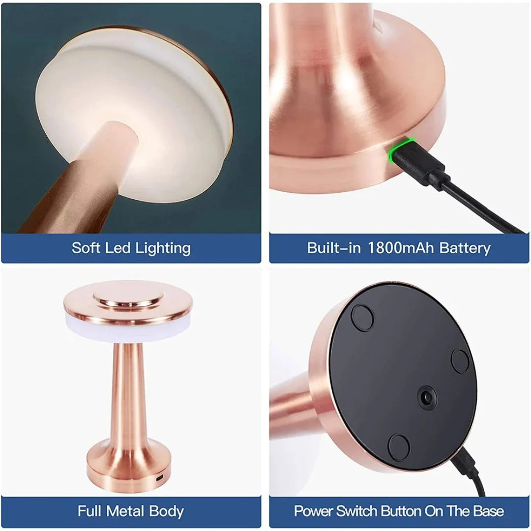 Retro okrągła metalowa lampa stołowa – widok produktu 14 | Nuvira Home