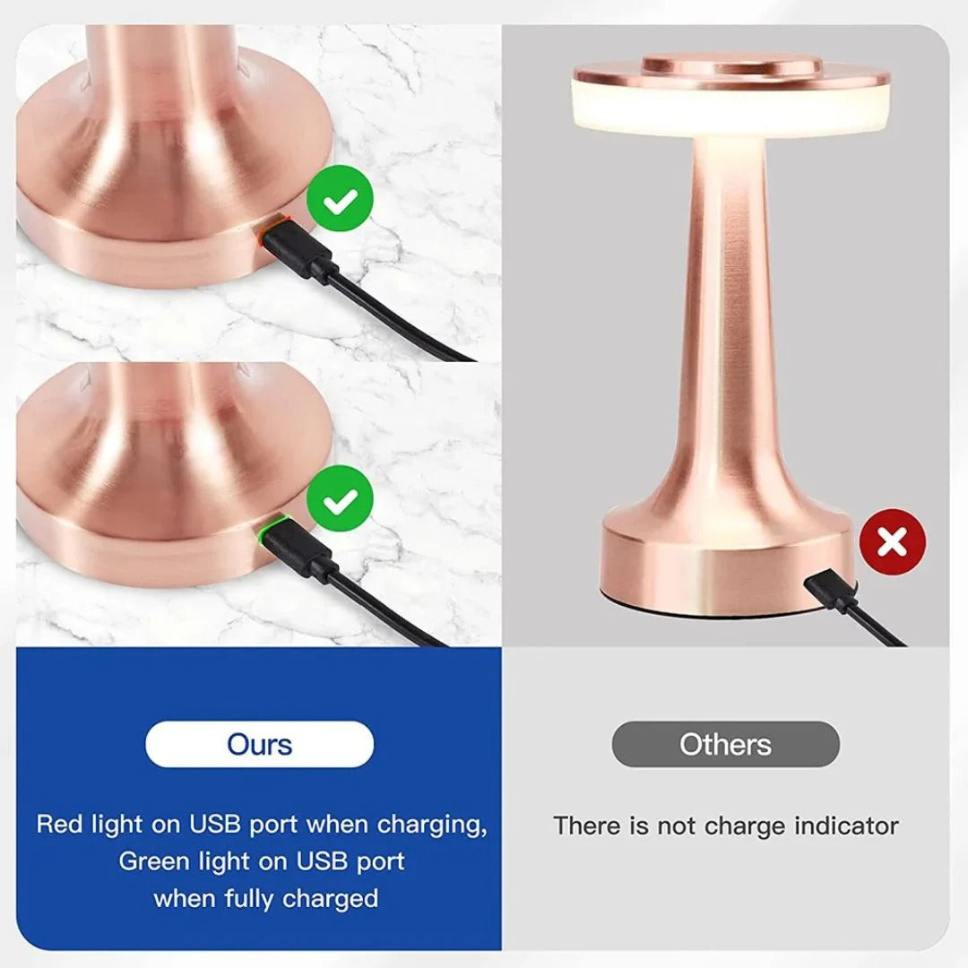 Retro okrągła metalowa lampa stołowa – widok produktu 15 | Nuvira Home