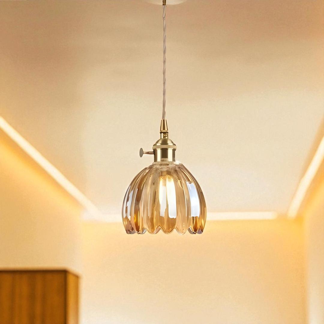 Retro Szklana Lampa Wisząca W Kształcie Kwiatu – Japońska – widok produktu 4 | Nuvira Home