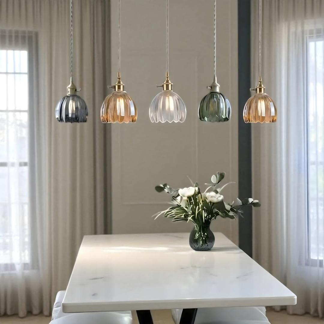 Retro Szklana Lampa Wisząca W Kształcie Kwiatu – Japońska – widok produktu 9 | Nuvira Home