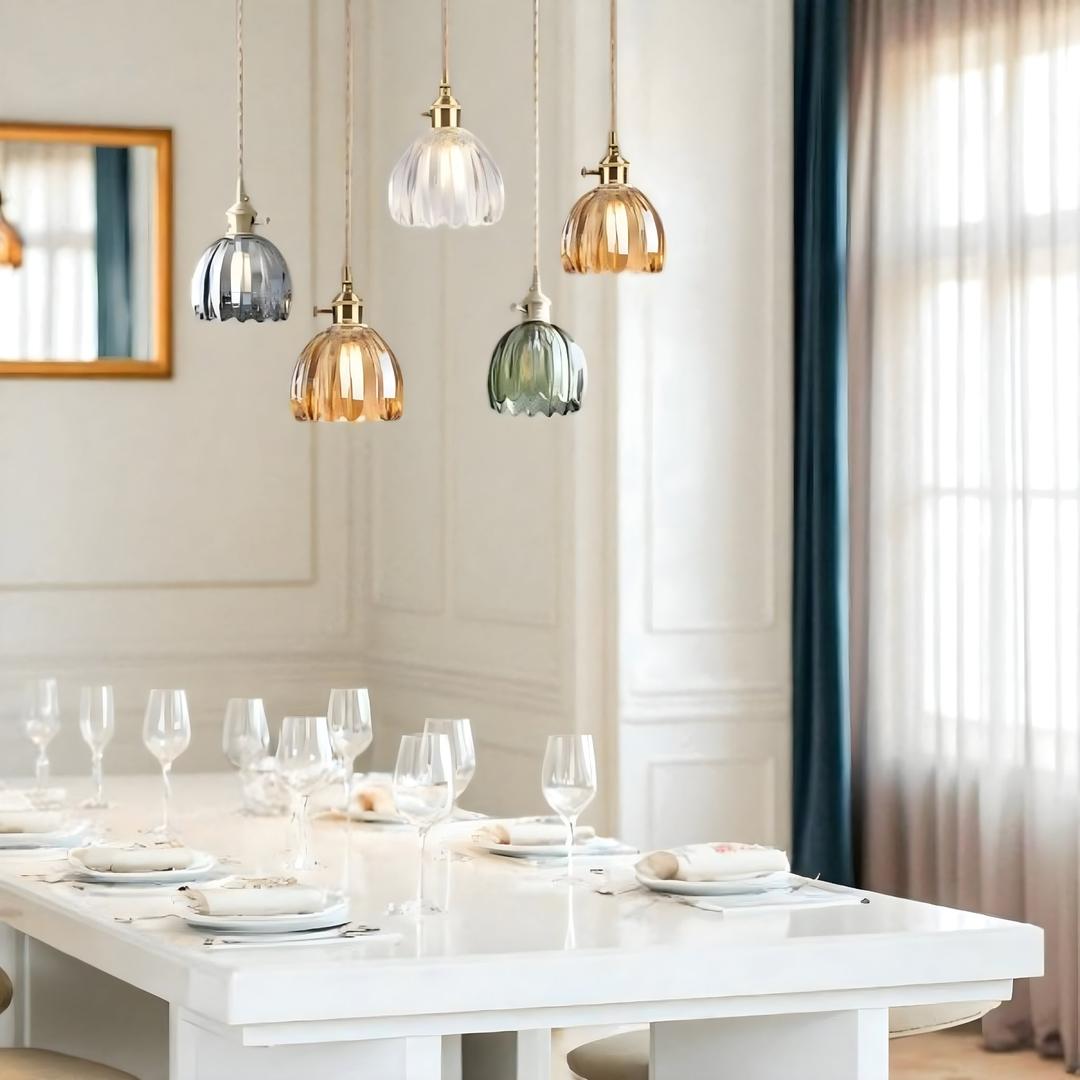 Retro Szklana Lampa Wisząca W Kształcie Kwiatu – Japońska – widok produktu 10 | Nuvira Home