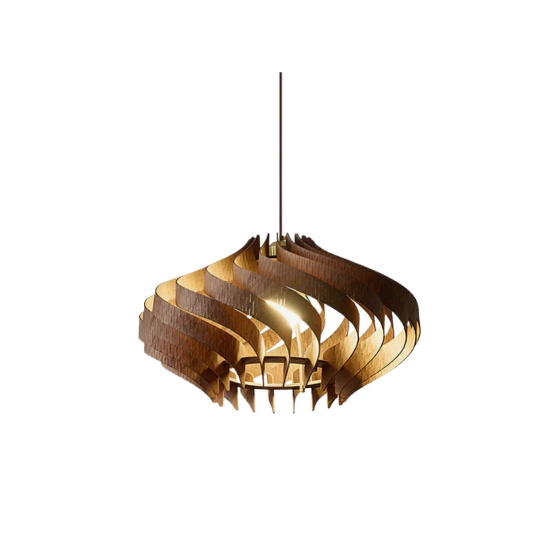 Rzeźbiarska drewniana lampa wisząca spiralna – widok produktu 7 | Nuvira Home