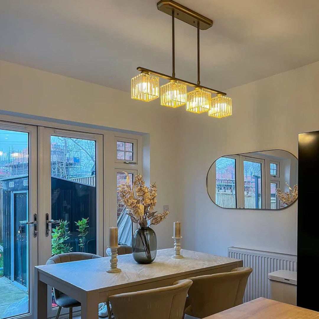 Skandynawska Designerska Lampa Wisząca z Wieloma Źródłami Światła i Długim Szklanym Kloszem – widok produktu 7 | Nuvira Home