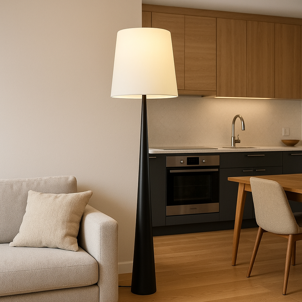 Skandynawska Lampa Podłogowa z Abażurem z Tkaniny – widok produktu 6 | Nuvira Home