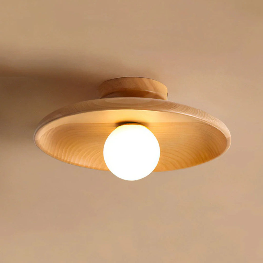 Skandynawska okrągła drewniana lampa sufitowa – widok produktu 8 | Nuvira Home