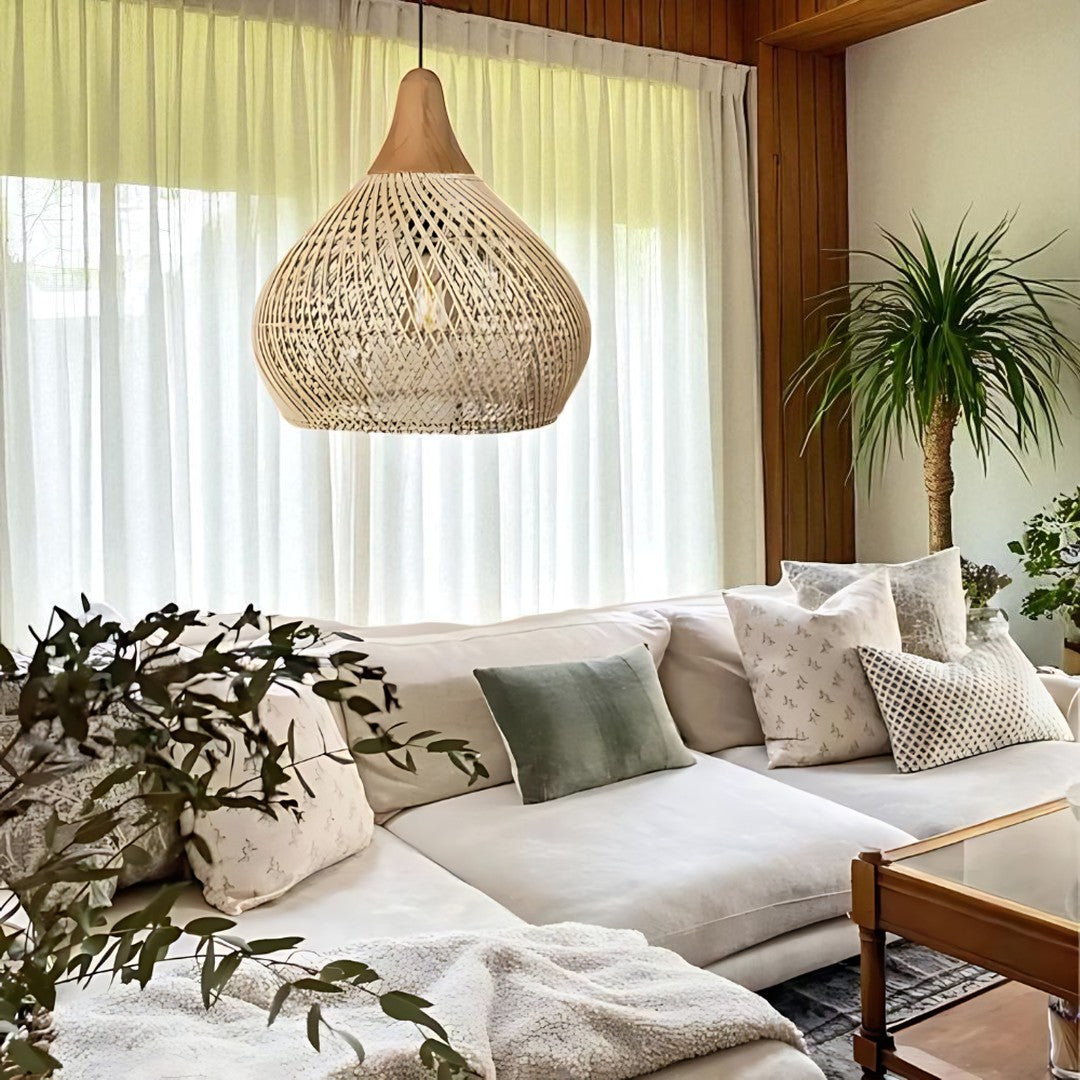 Skandynawska Rattanowa Lampa Wisząca – Do Salonów – widok produktu 3 | Nuvira Home