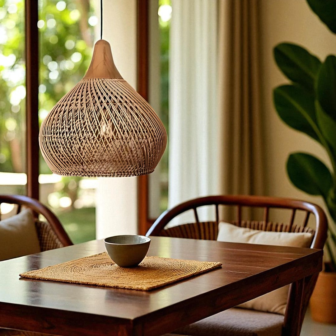 Skandynawska Rattanowa Lampa Wisząca – Do Salonów – widok produktu 4 | Nuvira Home