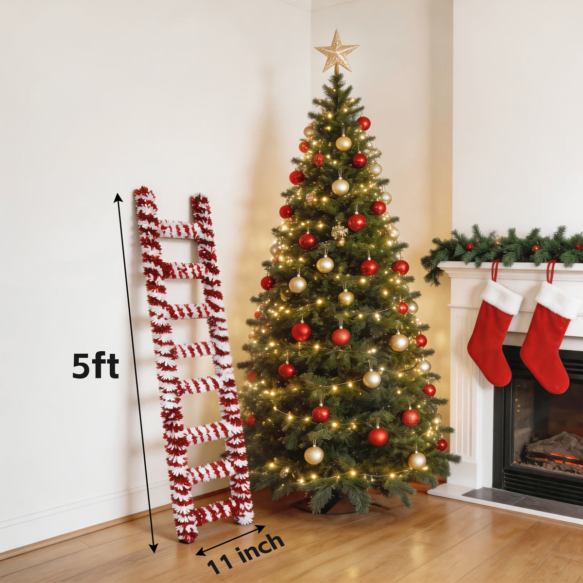 Solarna Drabina Świąteczna z Lampkami 152 cm – widok produktu 4 | Nuvira Home