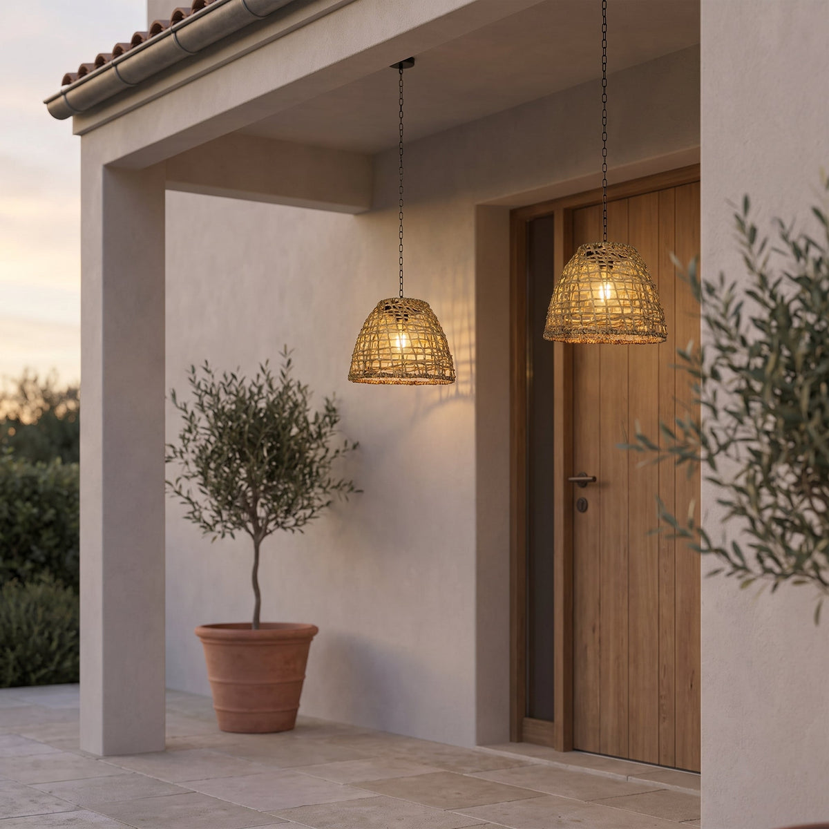 Solarna Lampa Wisząca z Rattanu lub Metalu – widok produktu 10 | Nuvira Home