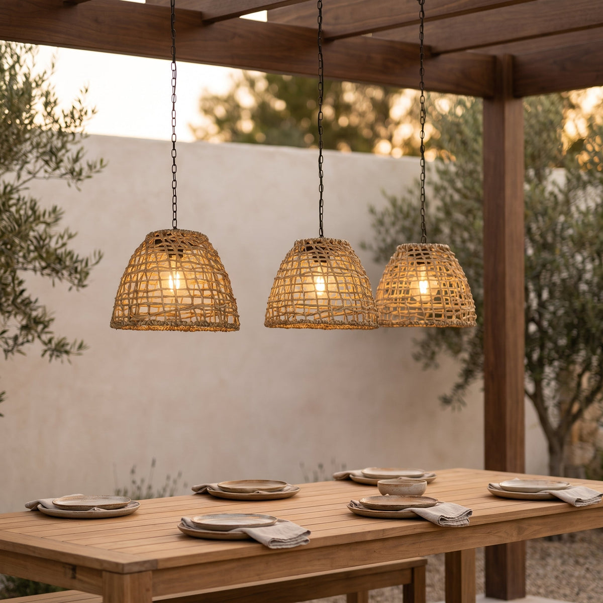Solarna Lampa Wisząca z Rattanu lub Metalu – widok produktu 11 | Nuvira Home