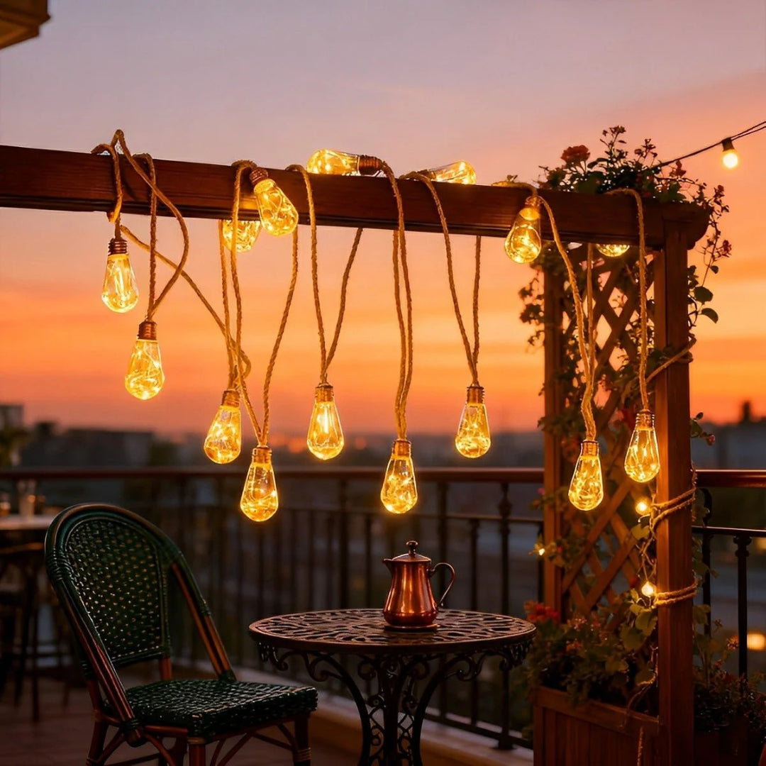Solarne zewnętrzne lampki sznurkowe LED – widok produktu 1 | Nuvira Home