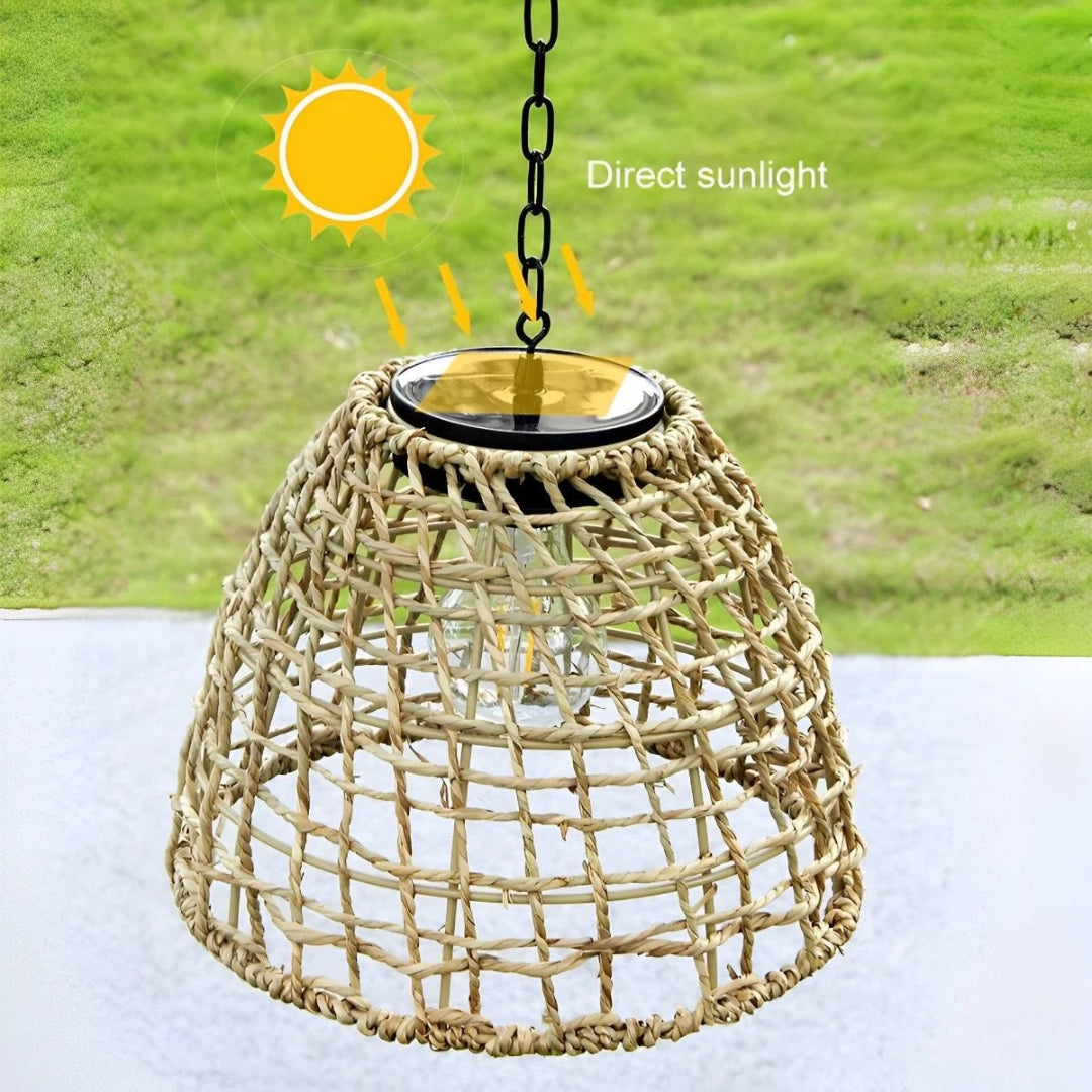 Solarny rattanowy zewnętrzny lampion wiszący – widok produktu 6 | Nuvira Home