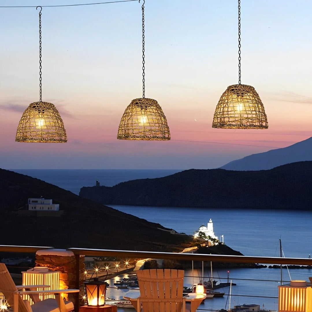 Solarny rattanowy zewnętrzny lampion wiszący – widok produktu 7 | Nuvira Home