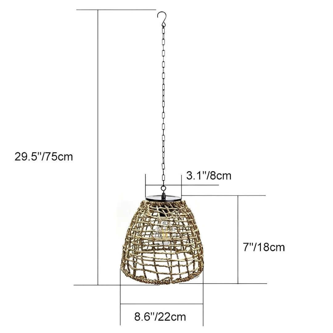 Solarny rattanowy zewnętrzny lampion wiszący – widok produktu 12 | Nuvira Home