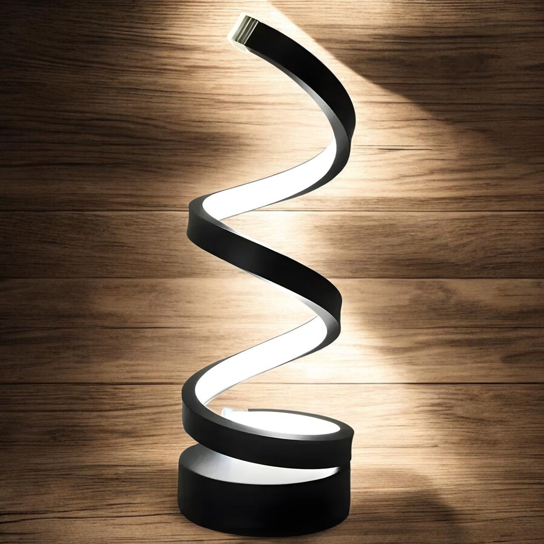 Spiralna Lampa Stołowa LED – Współczesna Rzeźba – widok produktu 5 | Nuvira Home