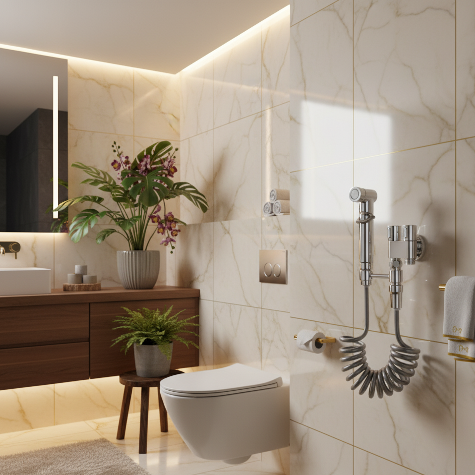 Stalowa Myjka do Bidetu z Regulacją Ciśnienia – widok produktu 1 | Nuvira Home