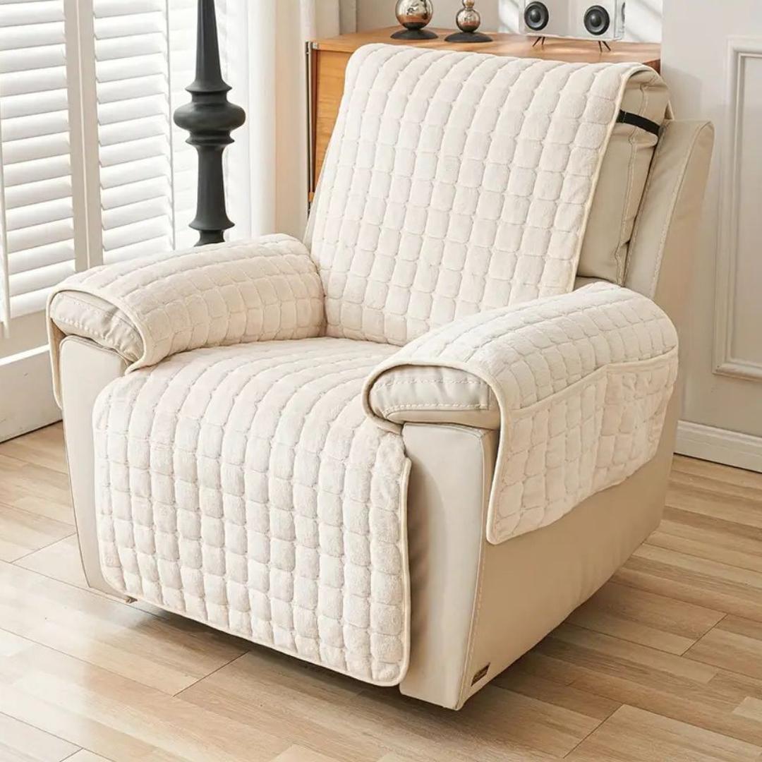 Stylowy Pokrowiec Na Fotel Snug Grid – Z Kieszenią Boczna – widok produktu 4 | Nuvira Home