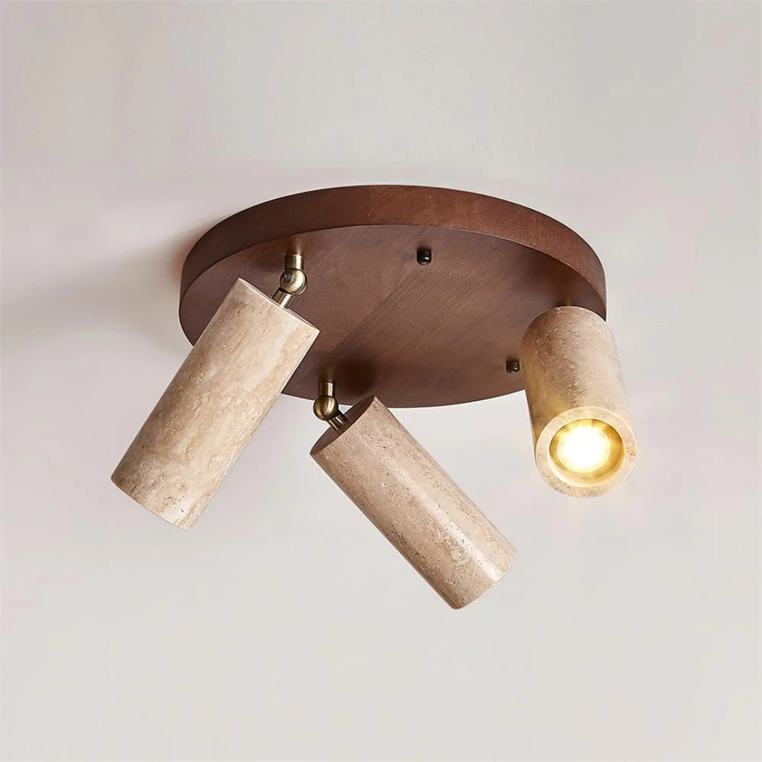 Sufitowa lampa z drewna i kamienia do wnętrz – widok produktu 1 | Nuvira Home