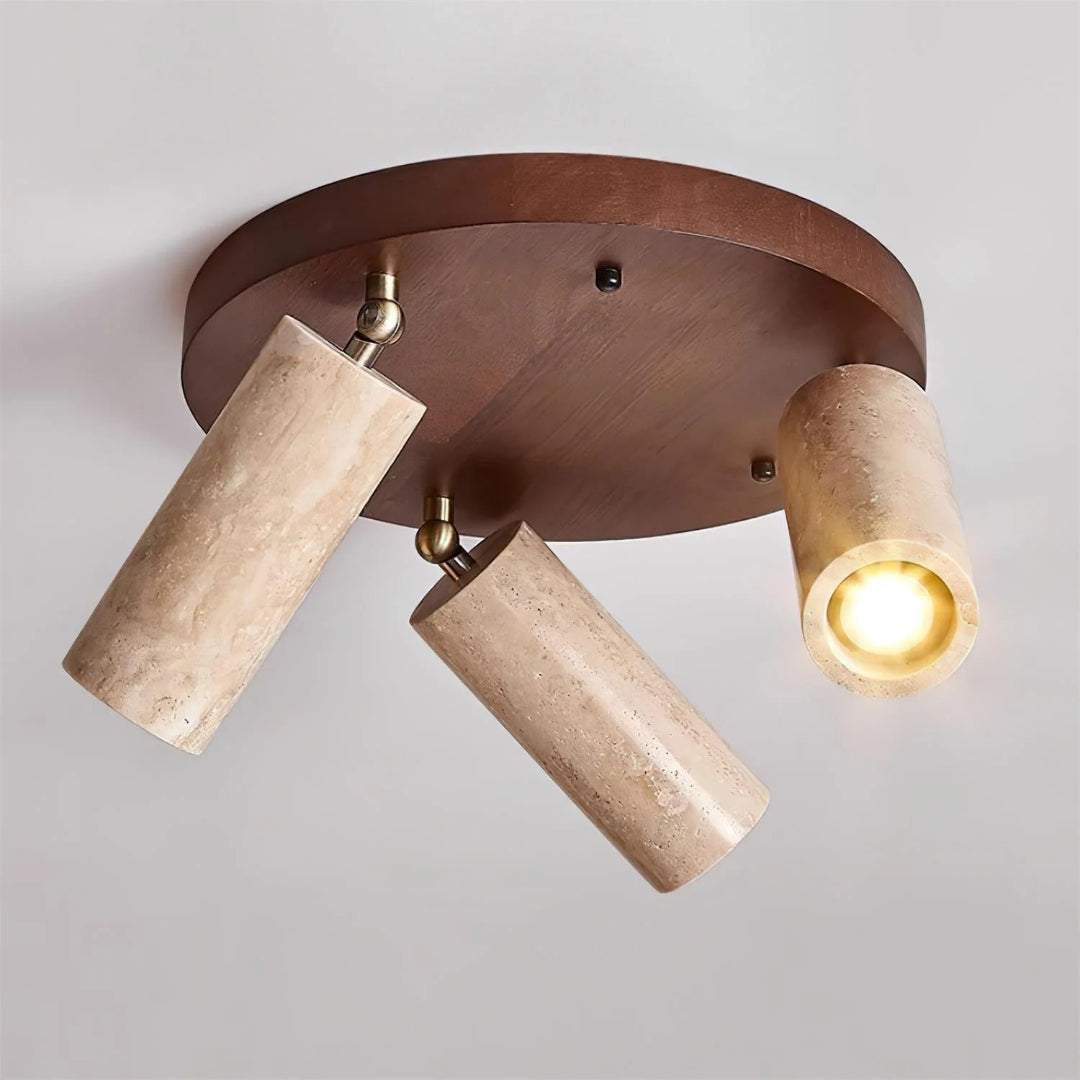 Sufitowa lampa z drewna i kamienia do wnętrz – widok produktu 5 | Nuvira Home