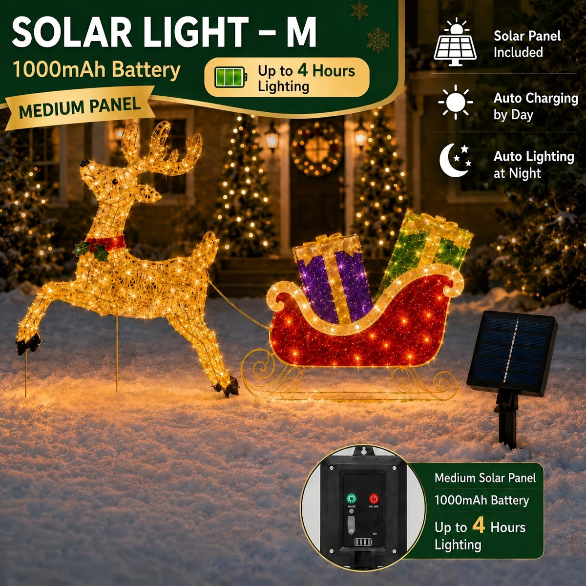 Świąteczne Sanie z Reniferem LED 192 cm – widok produktu 8 | Nuvira Home