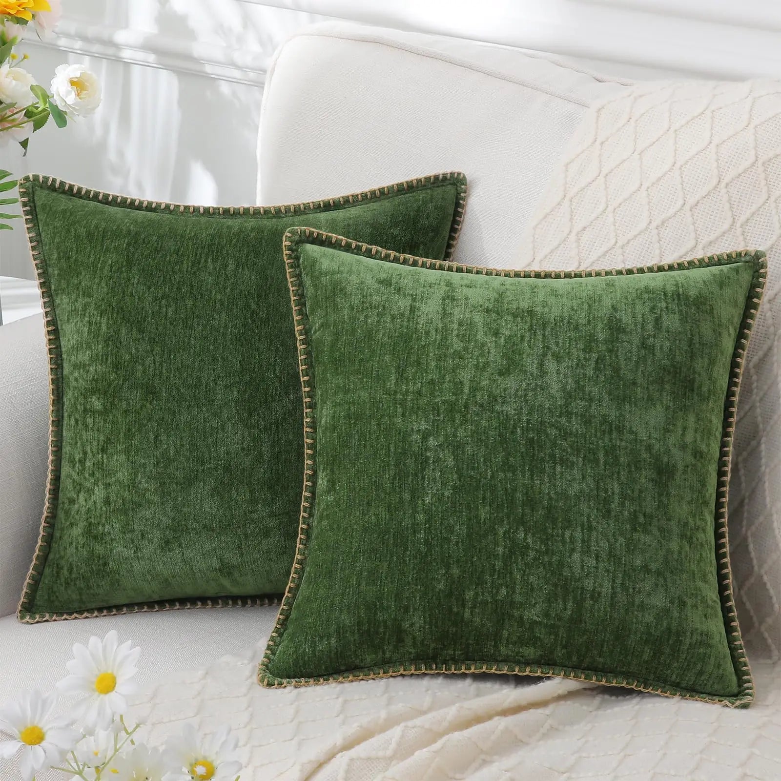 Szenilowa Poszewka na Poduszkę z Przeszyciem – widok produktu 3 | Nuvira Home