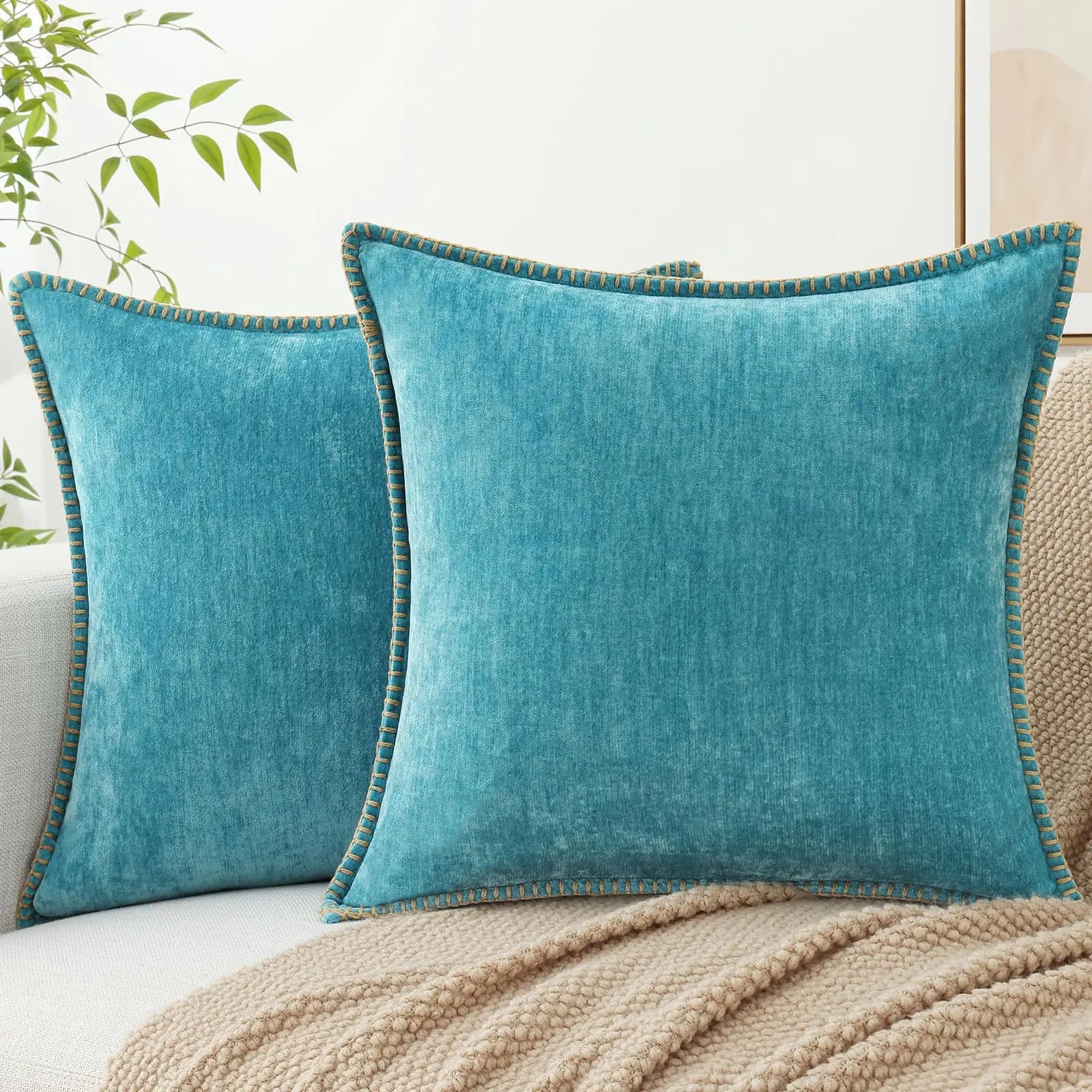 Szenilowa Poszewka na Poduszkę z Przeszyciem – widok produktu 16 | Nuvira Home