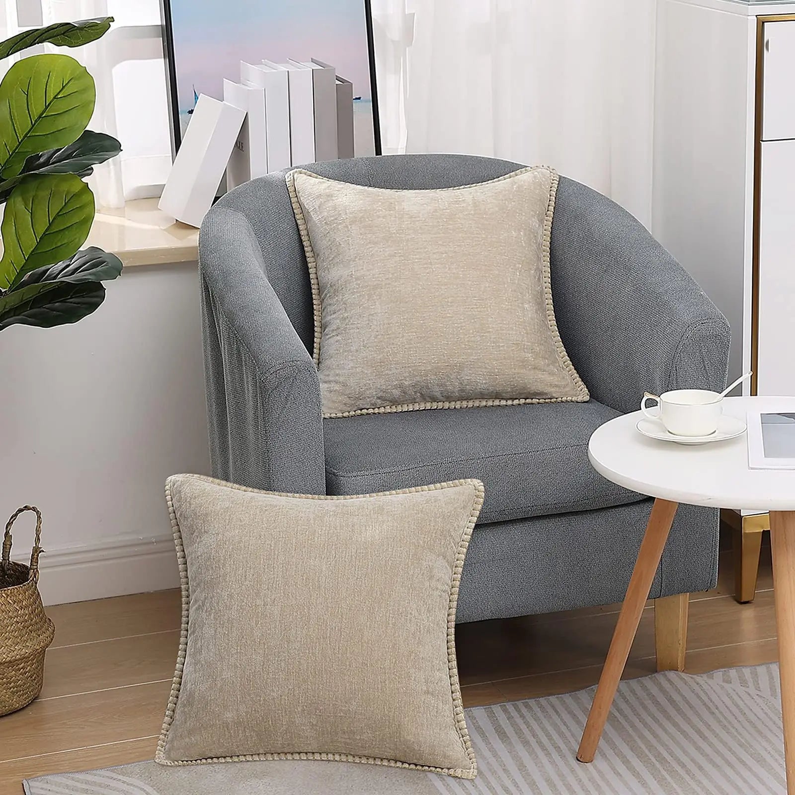 Szenilowa Poszewka na Poduszkę z Przeszyciem – widok produktu 19 | Nuvira Home