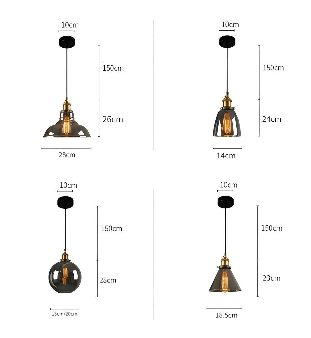 Szklana Lampa Wisząca Przyciemniana – Rustykalny Design – widok produktu 13 | Nuvira Home