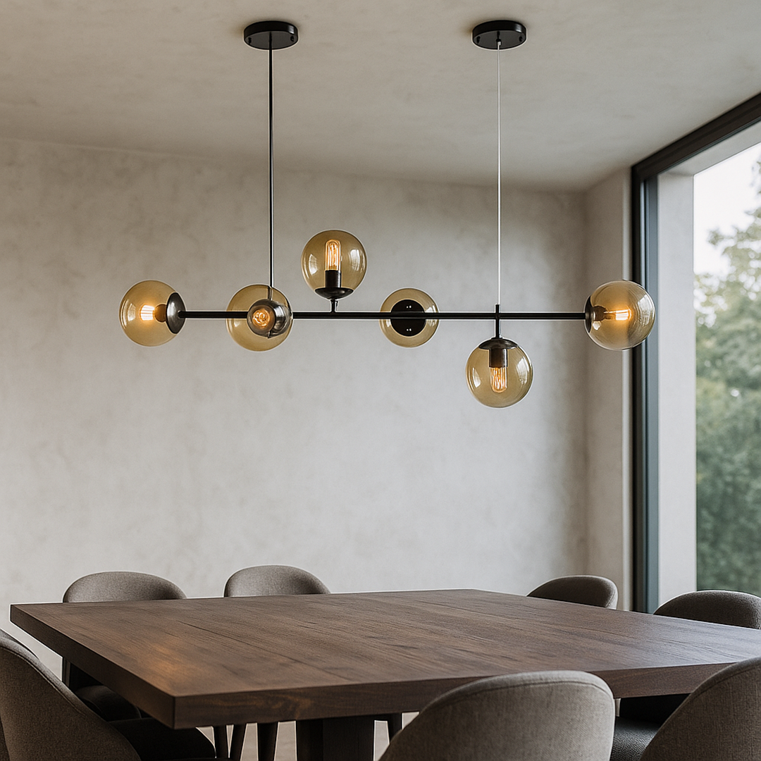Szklana lampa wisząca w kształcie kuli – Nowoczesny design wnętrz – widok produktu 1 | Nuvira Home