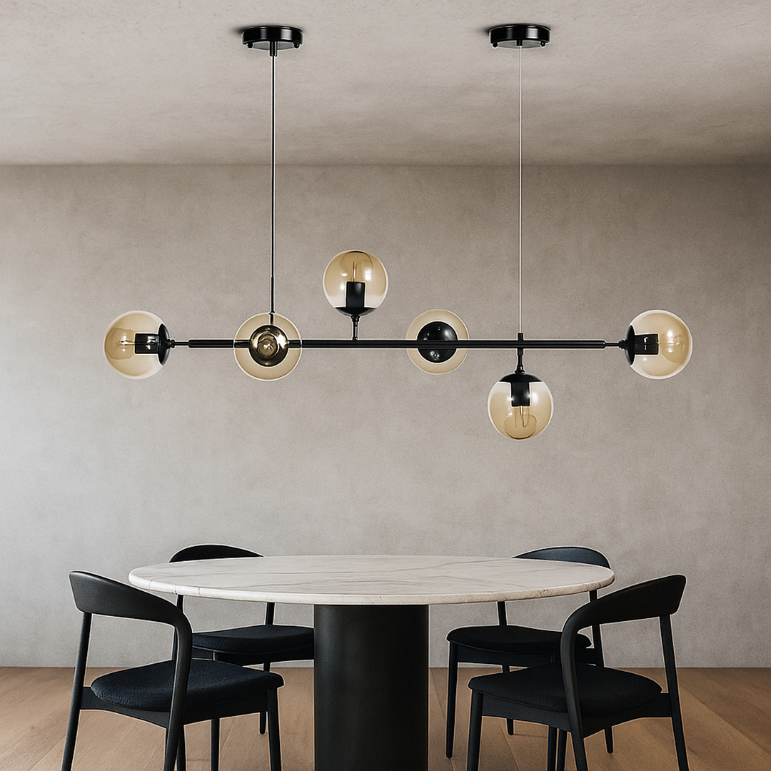 Szklana lampa wisząca w kształcie kuli – Nowoczesny design wnętrz – widok produktu 2 | Nuvira Home