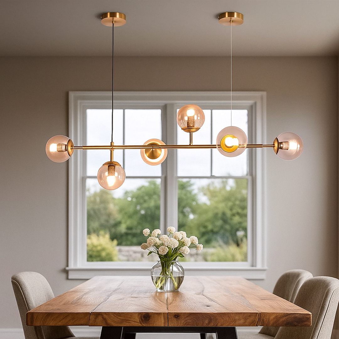 Szklana lampa wisząca w kształcie kuli – Nowoczesny design wnętrz – widok produktu 3 | Nuvira Home