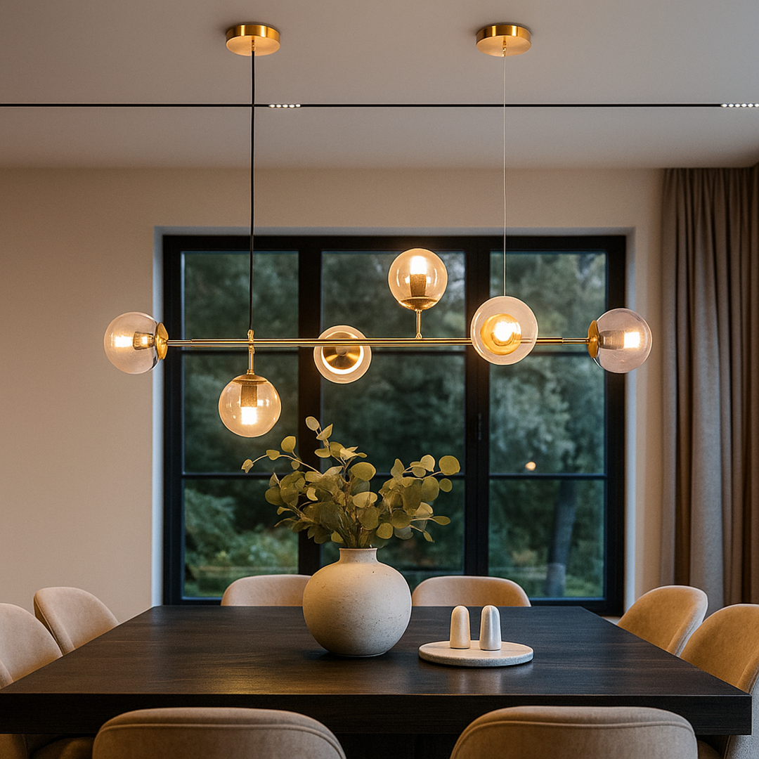 Szklana lampa wisząca w kształcie kuli – Nowoczesny design wnętrz – widok produktu 4 | Nuvira Home