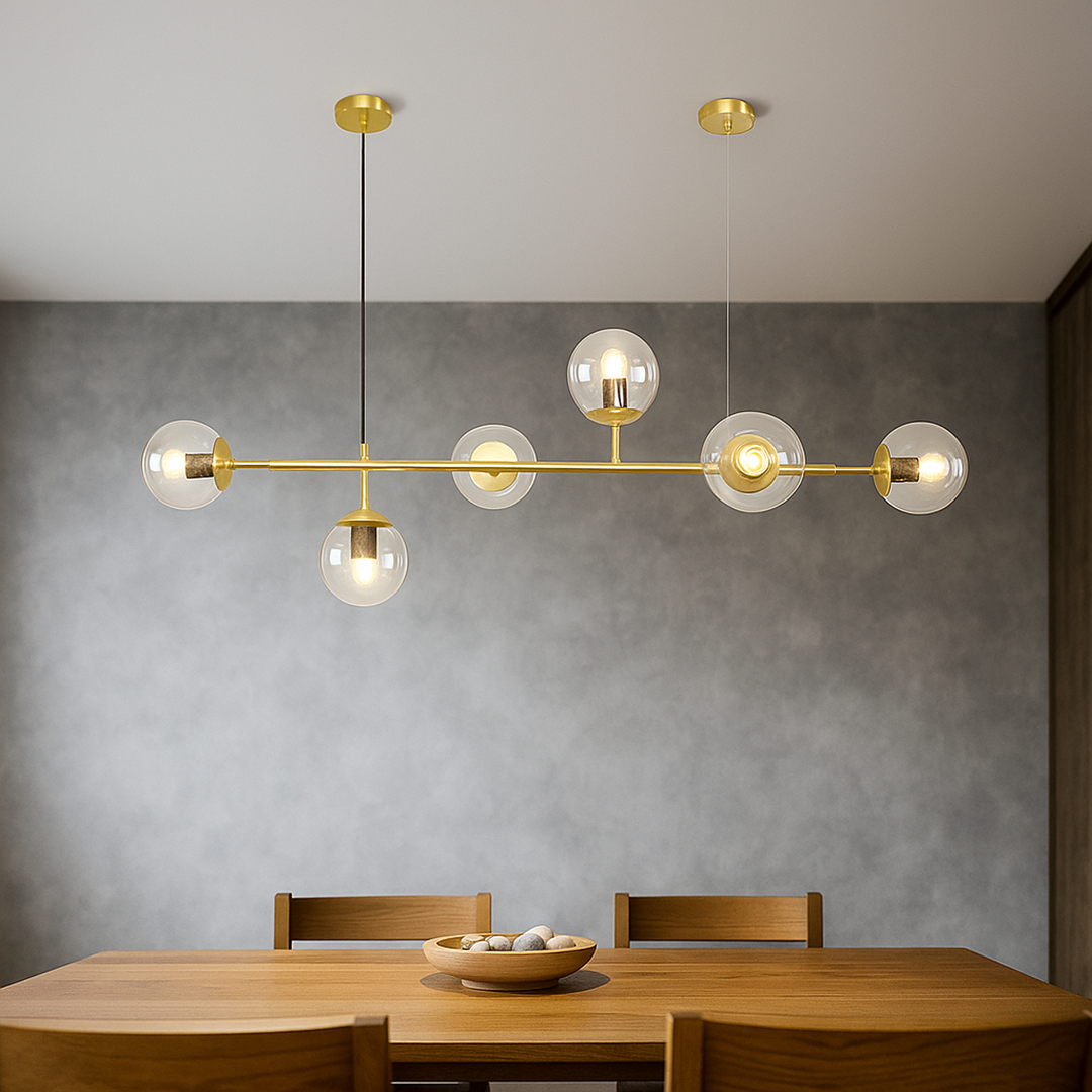 Szklana lampa wisząca w kształcie kuli – Nowoczesny design wnętrz – widok produktu 6 | Nuvira Home