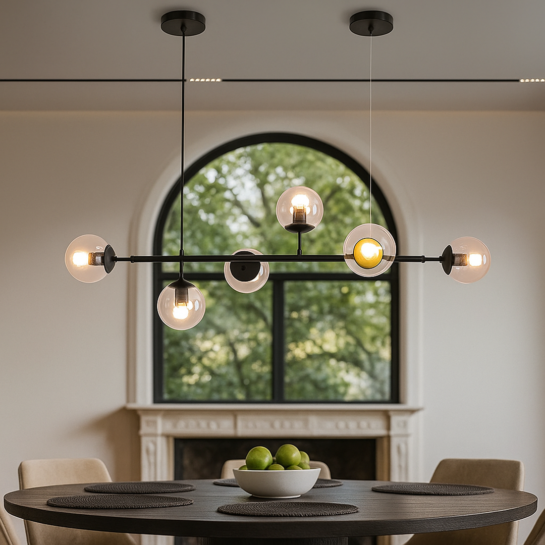 Szklana lampa wisząca w kształcie kuli – Nowoczesny design wnętrz – widok produktu 9 | Nuvira Home