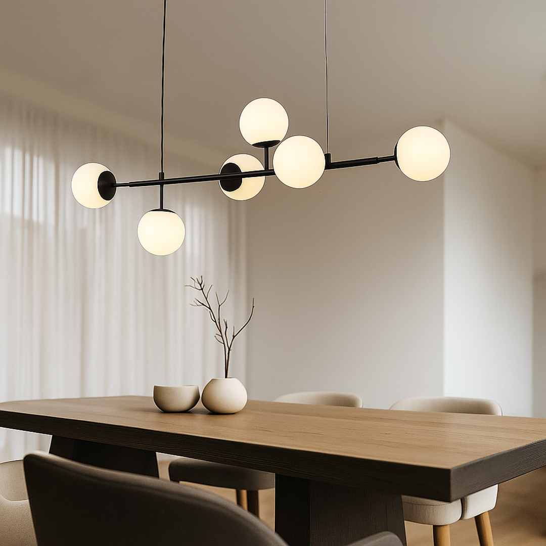 Szklana lampa wisząca w kształcie kuli – Nowoczesny design wnętrz – widok produktu 10 | Nuvira Home
