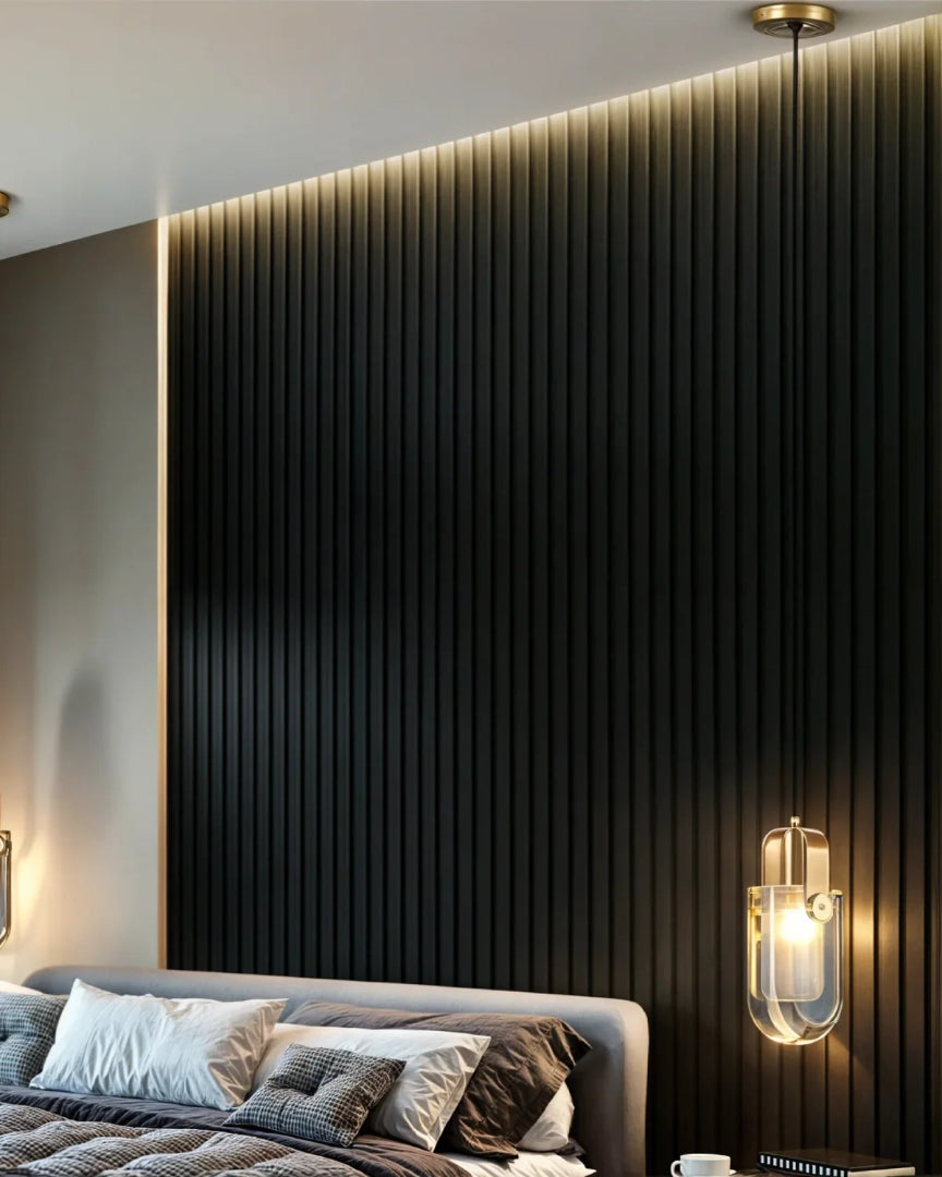Szklana lampa wisząca z metalowymi akcentami – widok produktu 4 | Nuvira Home