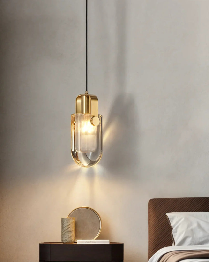 Szklana lampa wisząca z metalowymi akcentami – widok produktu 5 | Nuvira Home