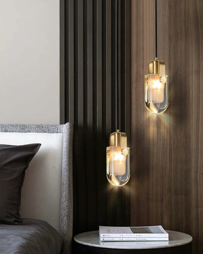 Szklana lampa wisząca z metalowymi akcentami – widok produktu 7 | Nuvira Home