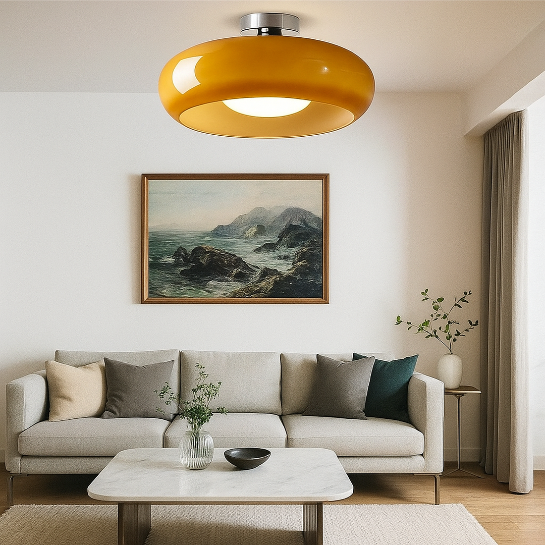 Szklana Okrągła Lampa Wisząca W Stylu Retro – Vintage – widok produktu 2 | Nuvira Home