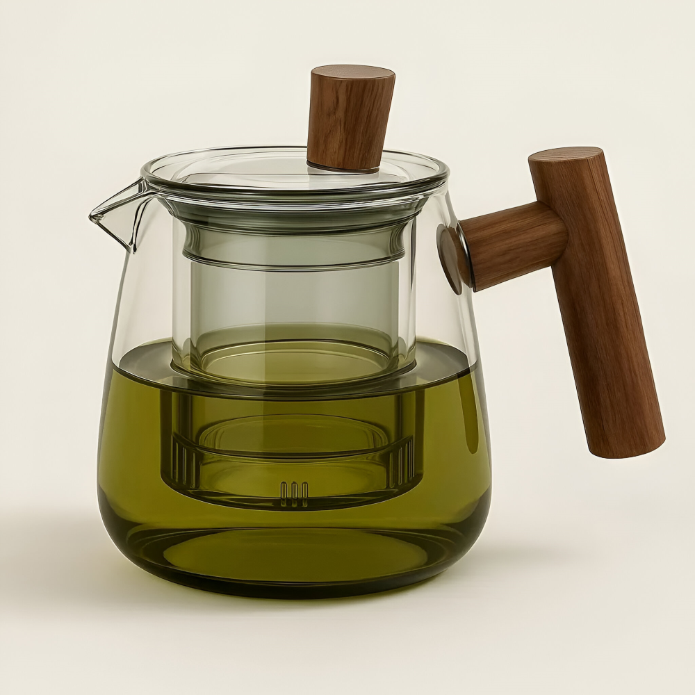 Szklany Dzbanek do Herbaty 600 ml z Drewnianym Uchwytem – widok produktu 9 | Nuvira Home