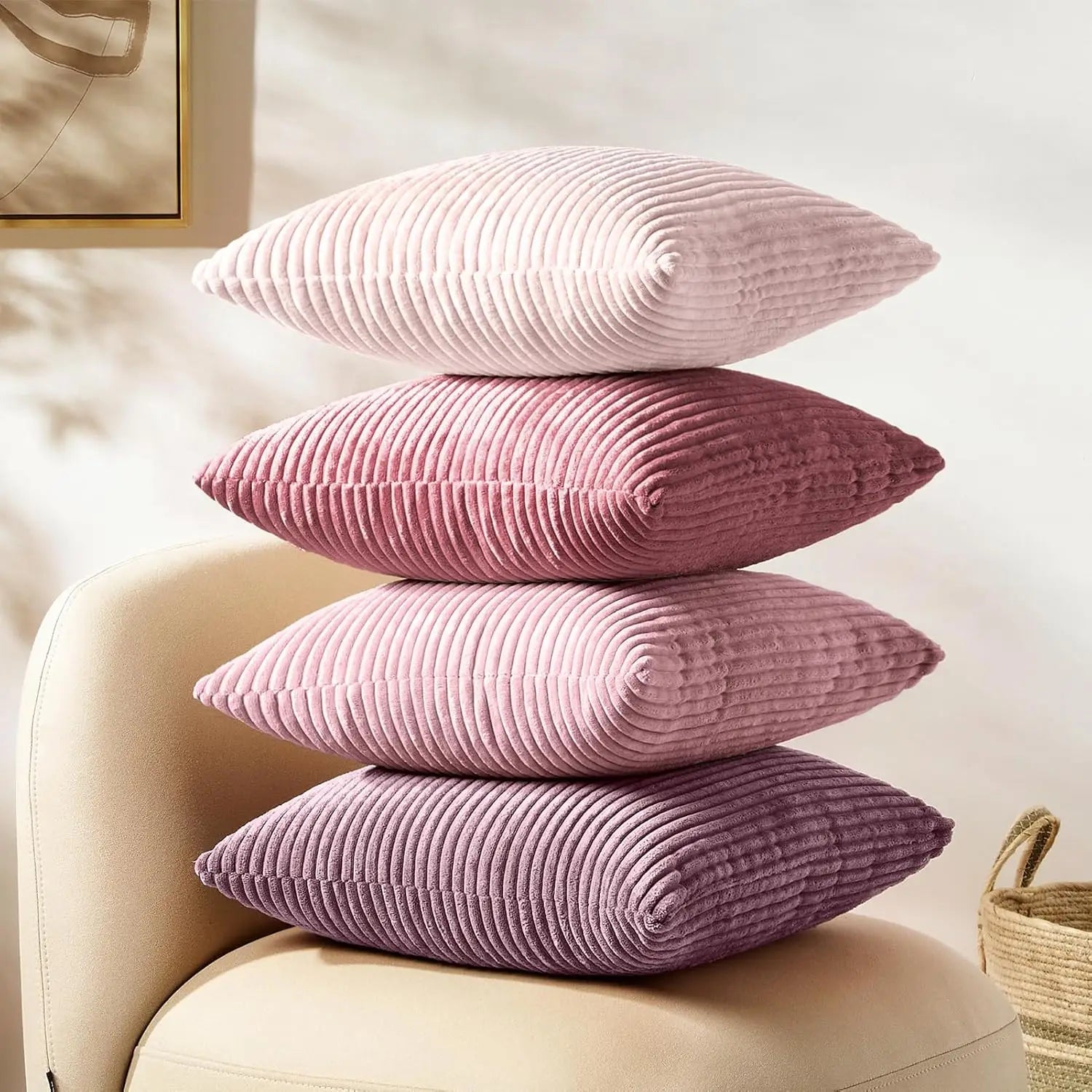 Sztruksowa Poszewka na Poduszkę w Paski 45x45 – widok produktu 24 | Nuvira Home