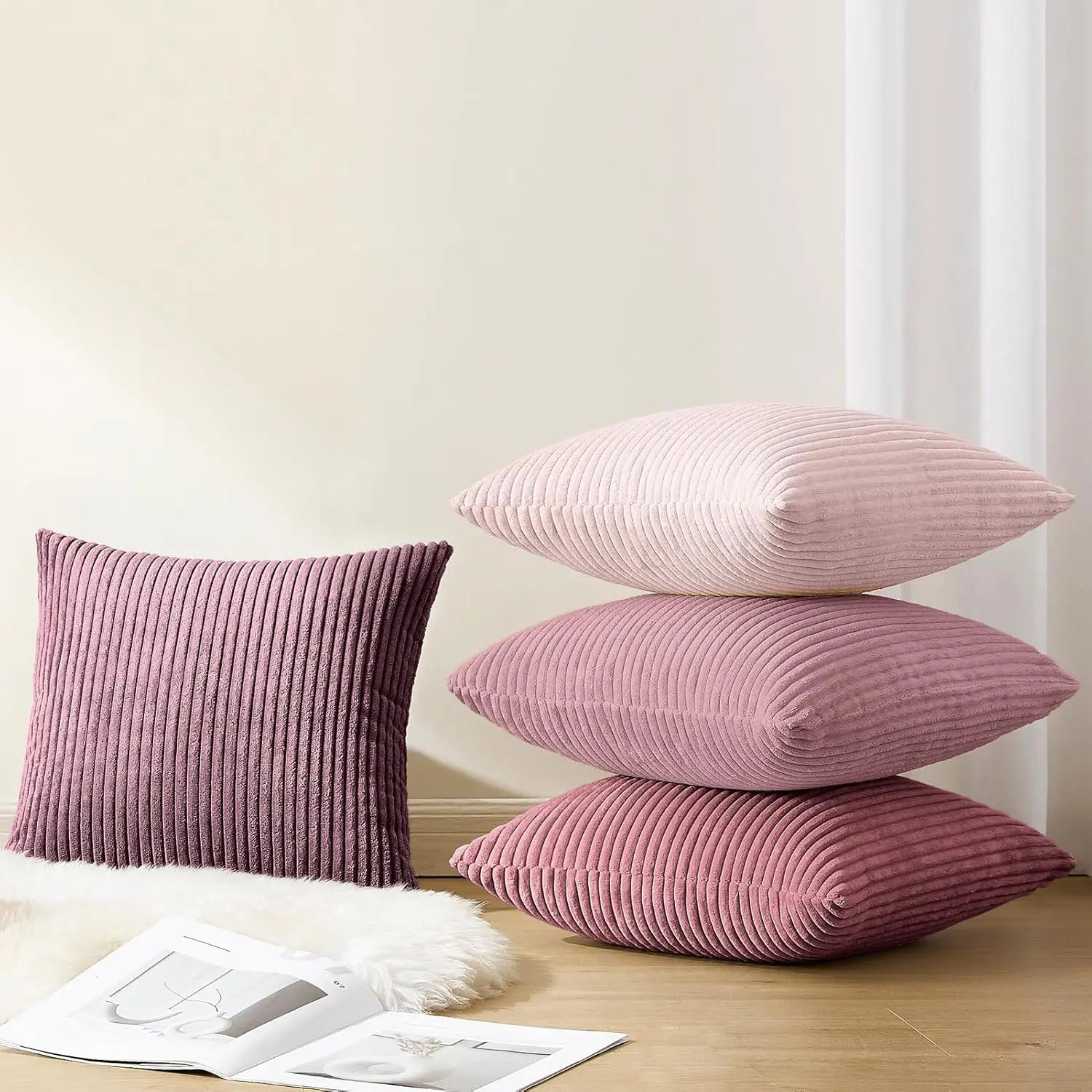 Sztruksowa Poszewka na Poduszkę w Paski 45x45 – widok produktu 26 | Nuvira Home