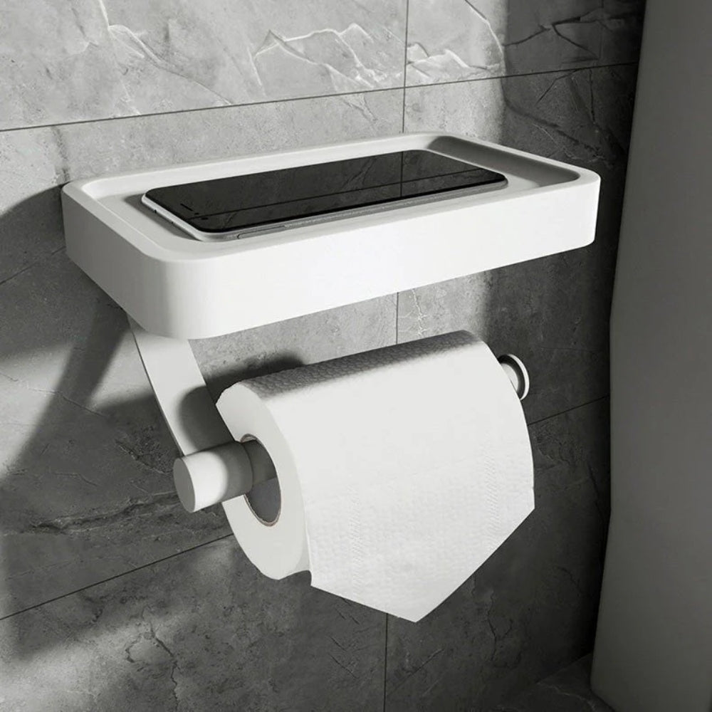 Uchwyt na Papier Toaletowy z Półką i Miejscem na Telefon – widok produktu 3 | Nuvira Home