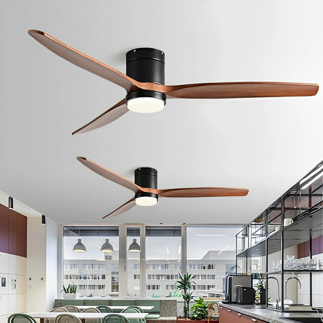 Wentylator sufitowy z drewnianymi łopatkami – widok produktu 1 | Nuvira Home