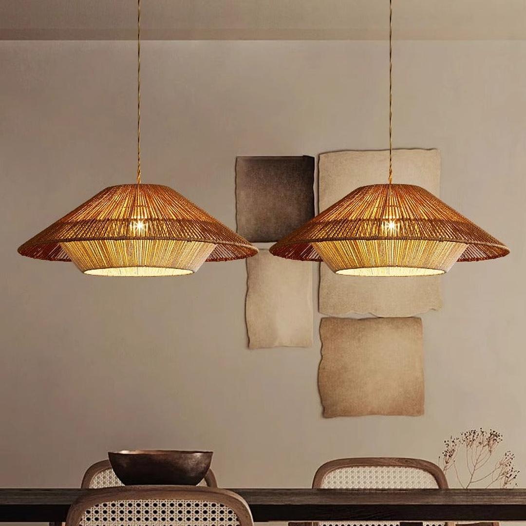 Wisząca Lampa Bambusowa LED O Plecionym Wykończeniu – widok produktu 4 | Nuvira Home