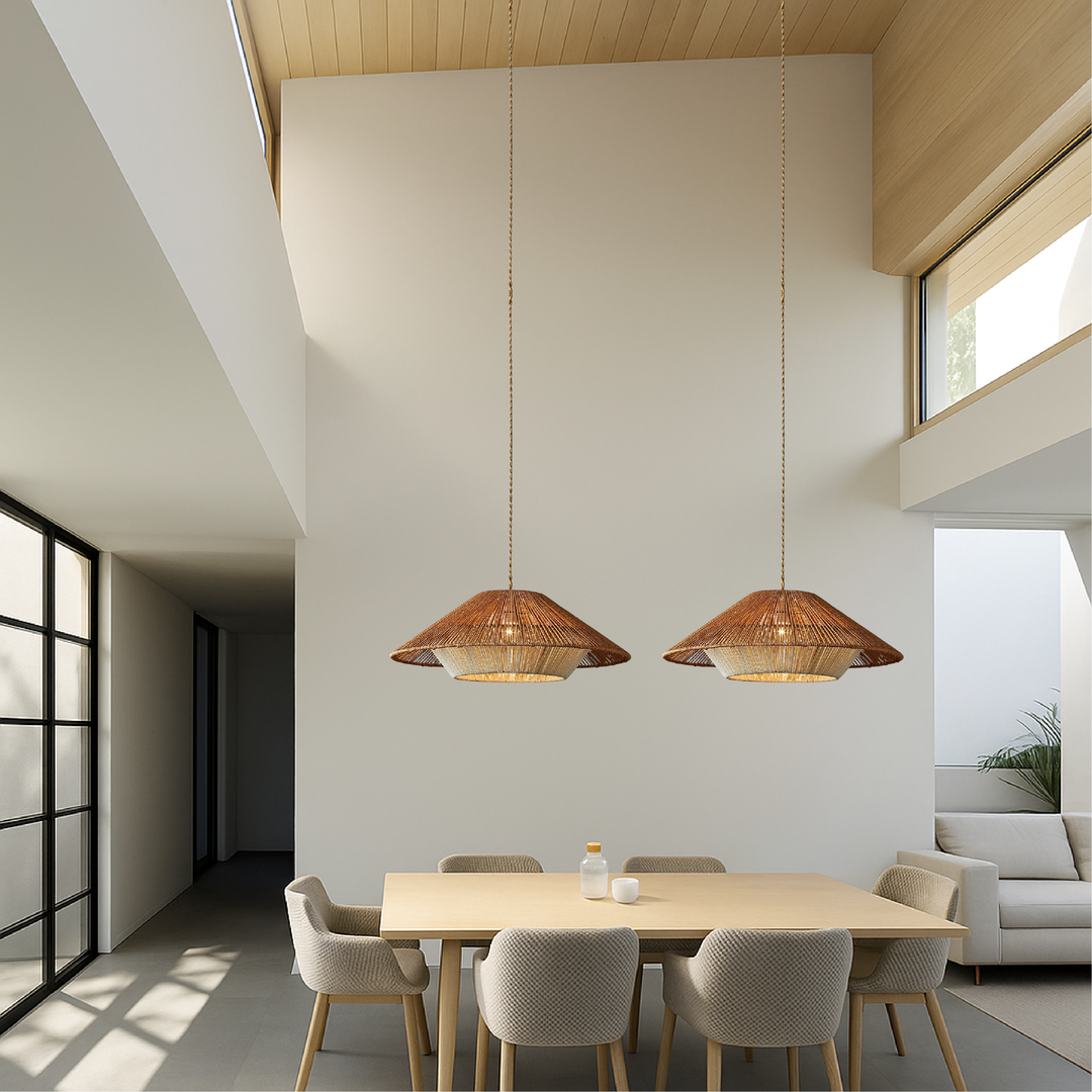 Wisząca Lampa Bambusowa LED O Plecionym Wykończeniu – widok produktu 6 | Nuvira Home