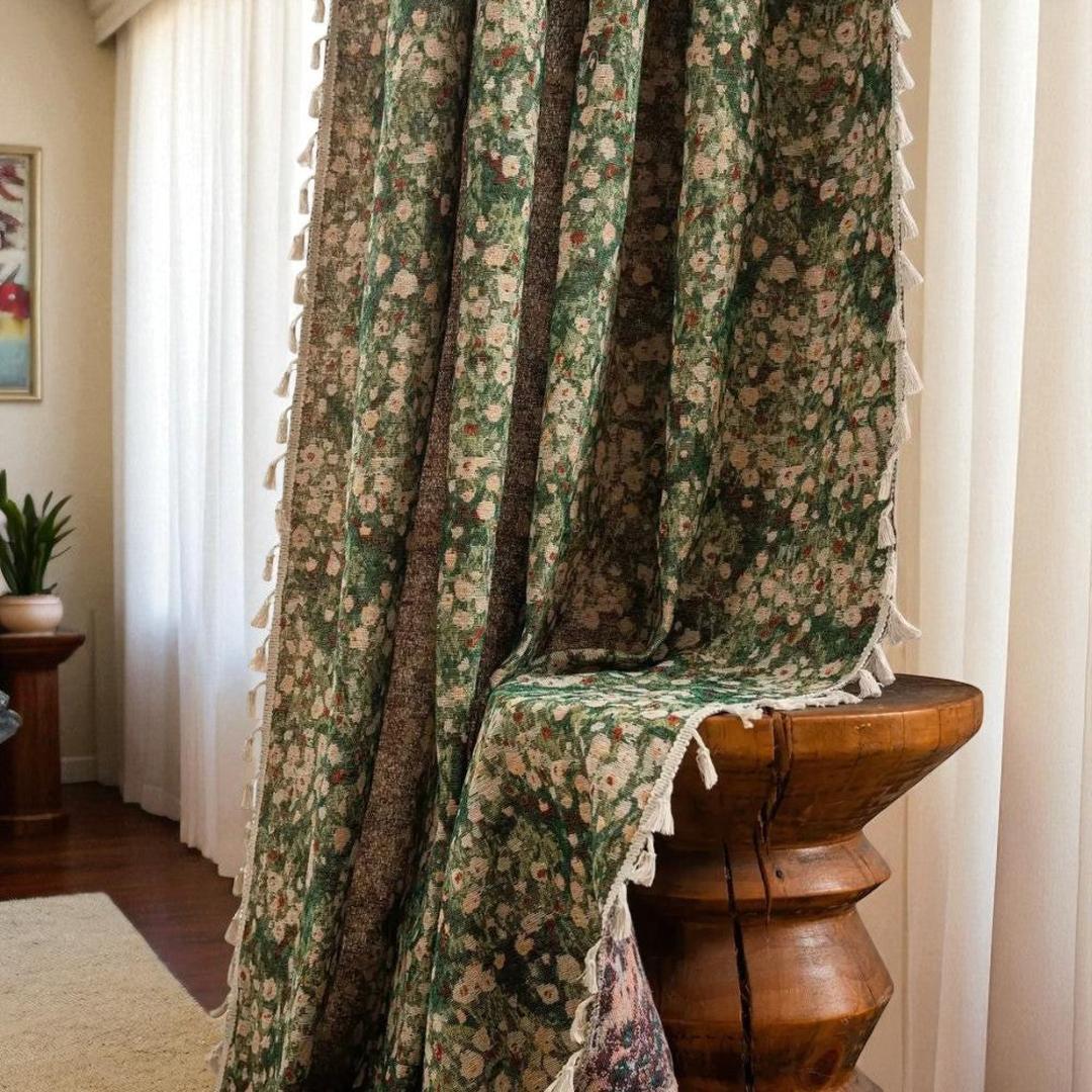 Zasłona Boho-Chic Kwiatowa Z Frędzlami – Można Prać W Pralce – widok produktu 4 | Nuvira Home